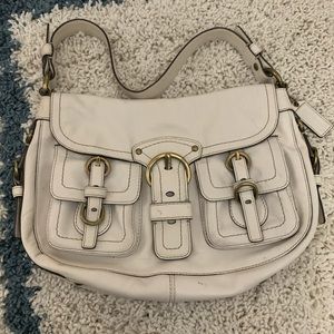 Coach Buckle Flap Shoulder Bag Beige